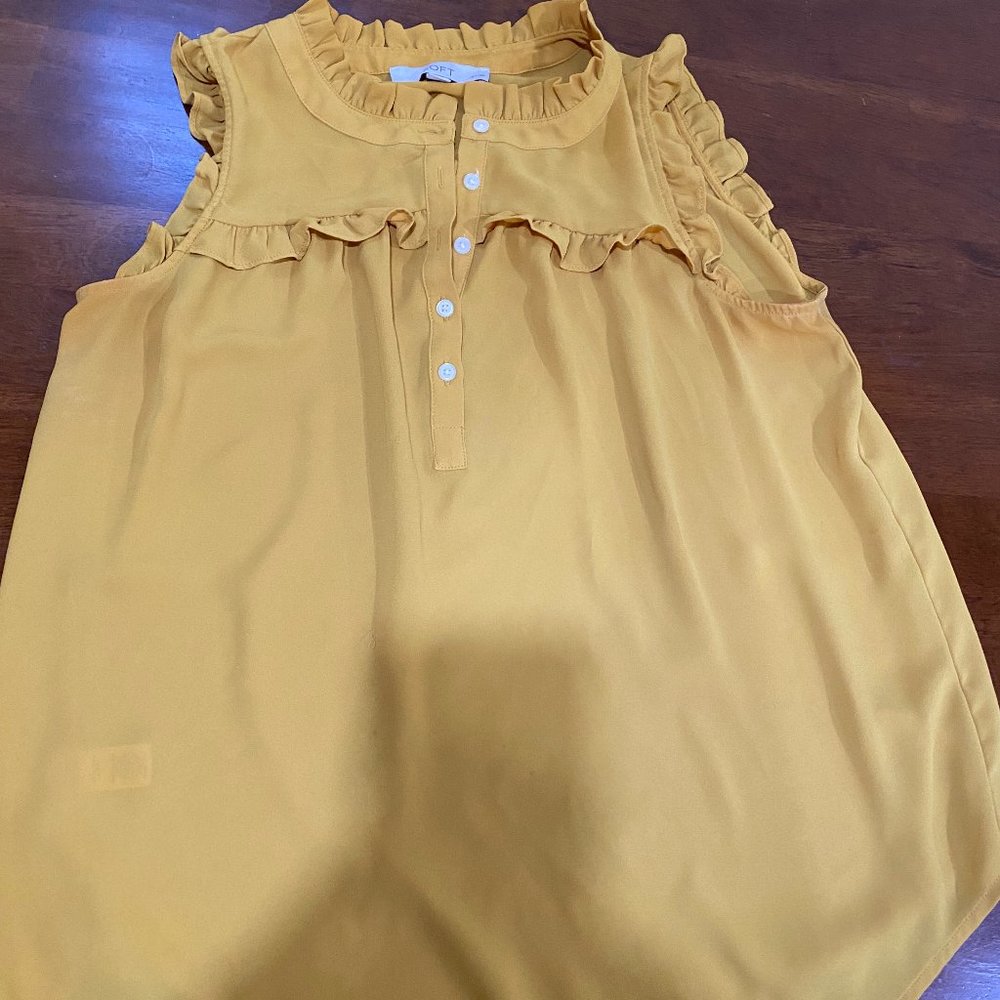 Mustard Ruffle Cap Sleeve Shirt